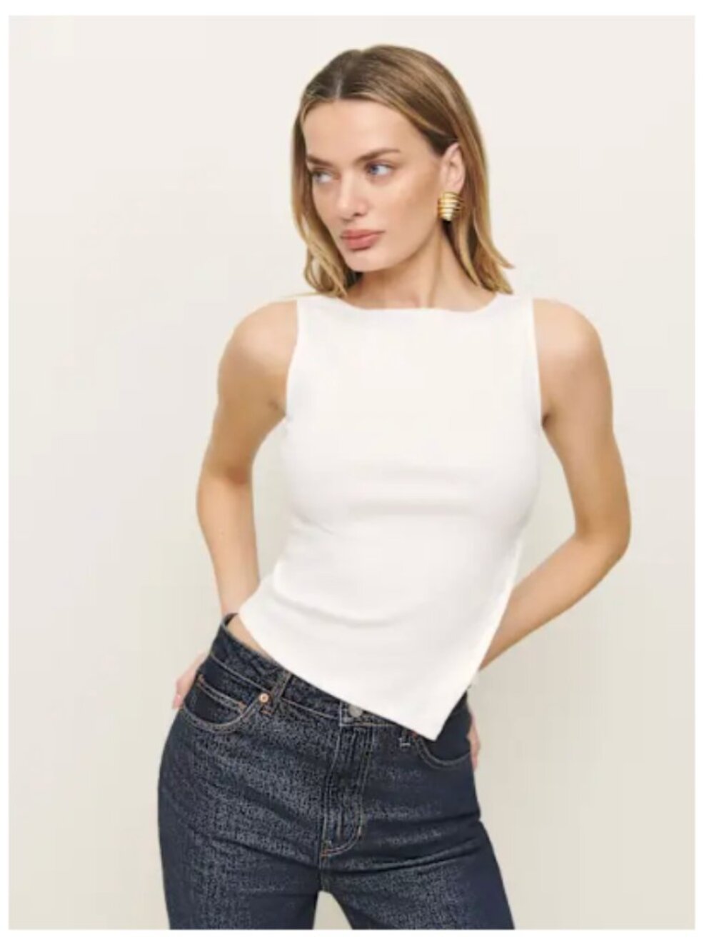 Reformation Hudson Knit Top Ivory - Size M
